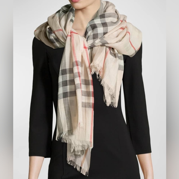 Burberry Giant Check Gauze  Scarf - Picture 1 of 2